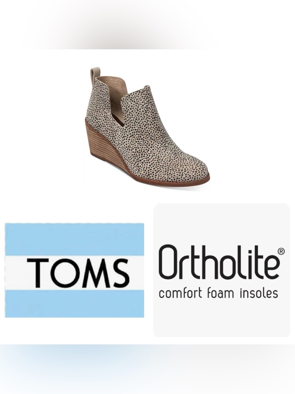 NEW TOMS Women 5 Kallie Cutout
Suede Macadamia Wedge Bootie
Boots Cheetah Suede